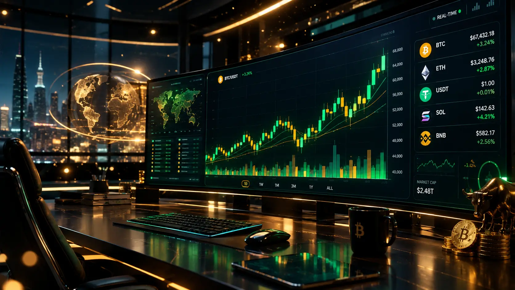 پلتفرم مدرن صرافی ارز دیجیتال و رمزارز با نمودار معاملاتی